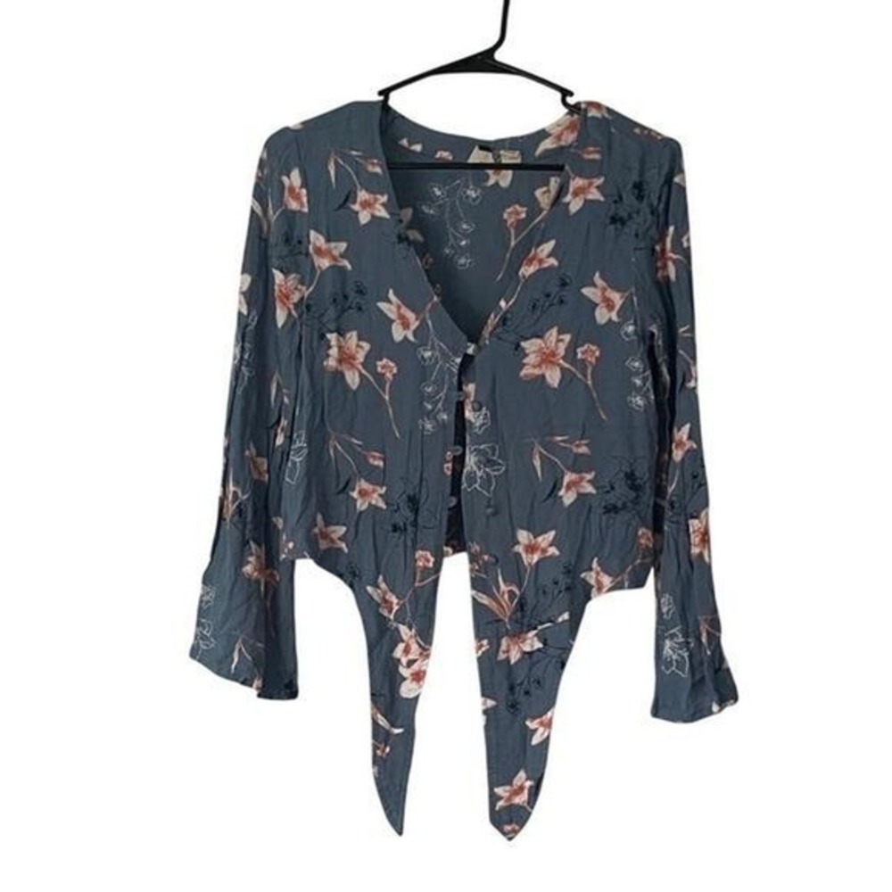 Roxy Blouse Viscose Floral Tie Front Small Boho Top